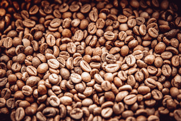 roasted coffee beans. ready for making high quality drinks. like espresso, latte or cappuccino