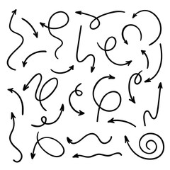 Vector hand drawn arrows set on a white background