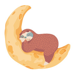 cute cartoon sloth hugs moon and stars. love you to the moon and back concept. valentines day card design © dromp