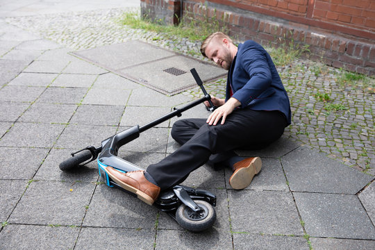 Young Man Accident With An Electric Scooter