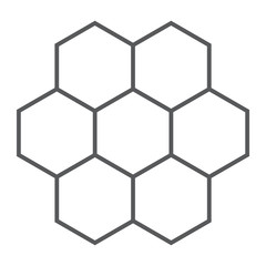 Honeycomb thin line icon, food and honey, hexagon sign, vector graphics, a linear pattern on a white background.