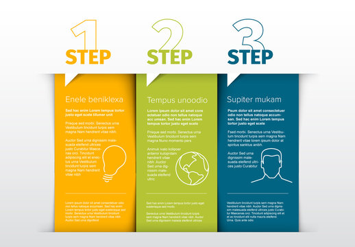 3 Vertical Steps Info Chart Layout with Graphic Icons