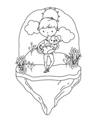 Boy with dog cartoon design