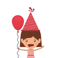 girl with party hat in birthday celebration