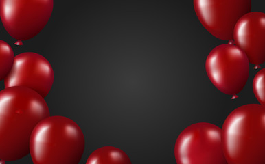 Obraz premium Red shiny air balloons on black background with empty space