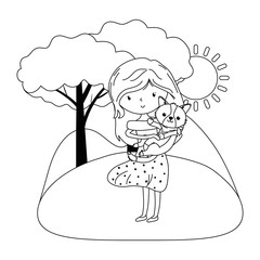 Girl with dog cartoon design
