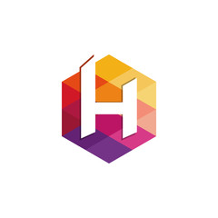 H letter colorful logo in the hexagonal. Vector design template elements for your application or company identity.