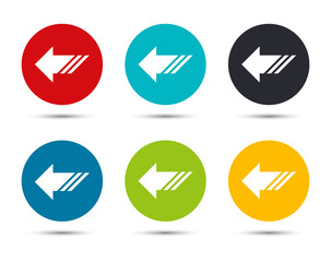 Back icon flat round button set illustration design