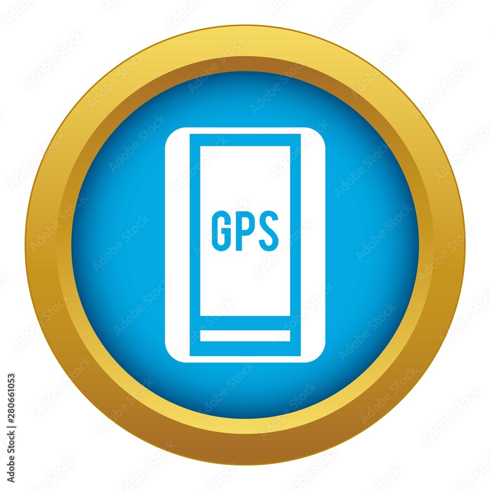 Poster global positioning system icon blue vector isolated on white background for any design