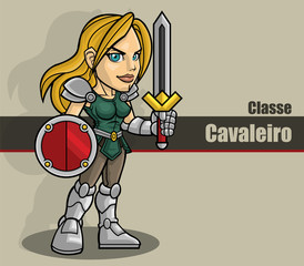 Colorful woman knight character in vector