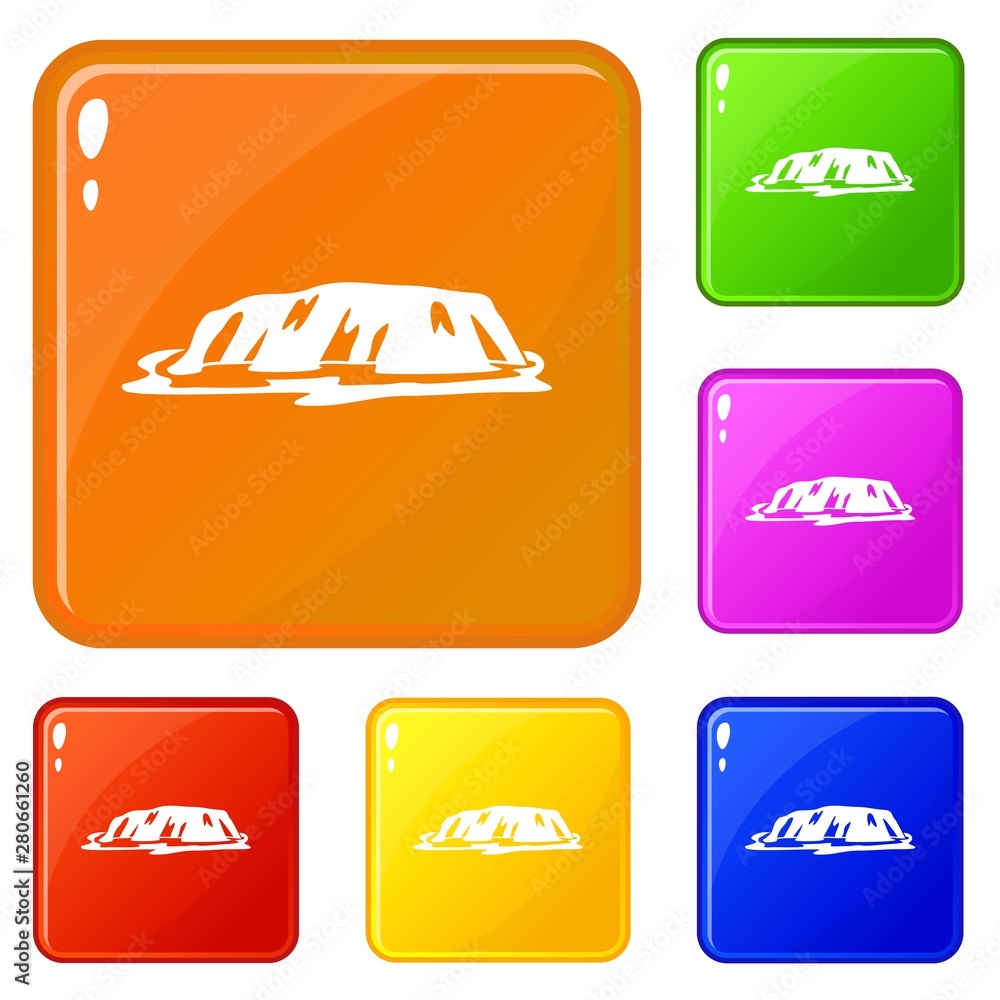Poster cliff icons set collection vector 6 color isolated on white background