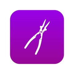 Metal welder pliers icon digital purple for any design isolated on white vector illustration