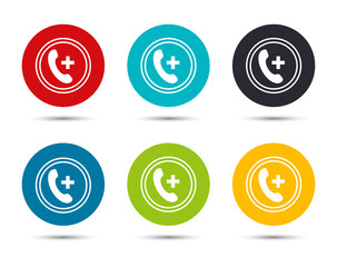Emergency call icon flat round button set illustration design