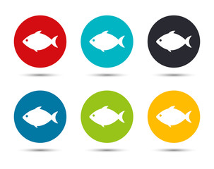 Fish icon flat round button set illustration design