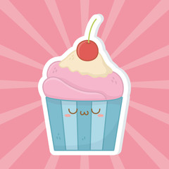 Kawaii of muffin cartoon design