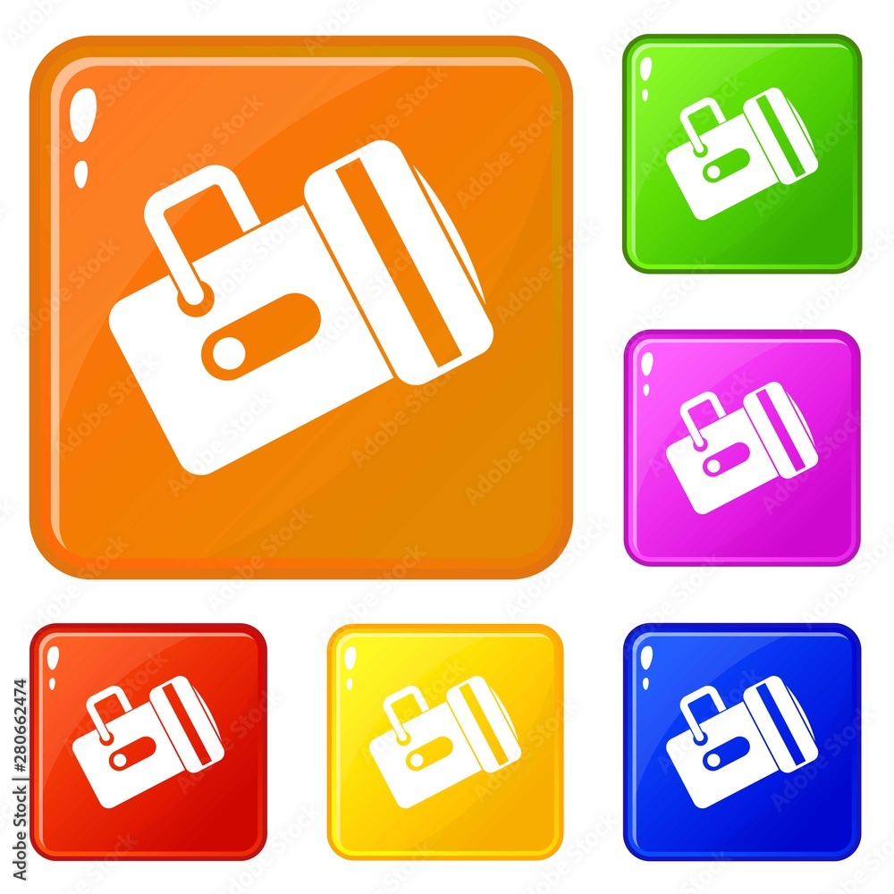 Poster flashlight icons set collection vector 6 color isolated on white background