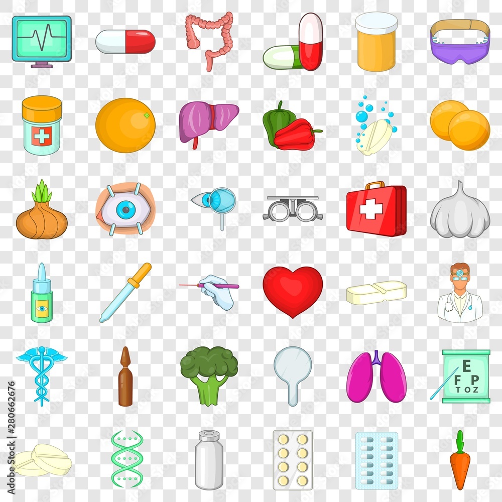 Aufkleber pipette icons set. cartoon style of 36 pipette vector icons for web for any design