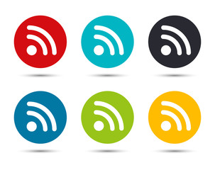 RSS Feed icon flat round button set illustration design