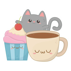 Kawaii of cat cartoon design