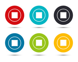 Stop play icon flat round button set illustration design