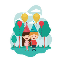 couple of children in birthday celebration