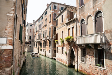 Narrow Canal In Venice, Italy
