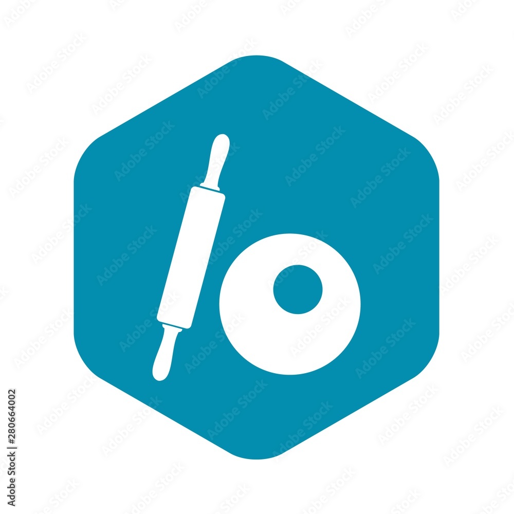 Poster rolling pin and dough icon. simple illustration of rolling pin and dough vector icon for web