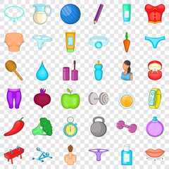 Beauty icons set. Cartoon style of 36 beauty vector icons for web for any design