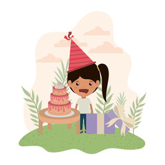 girl with party hat in birthday celebration