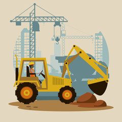 Obraz na płótnie Canvas Under construction excavator machine