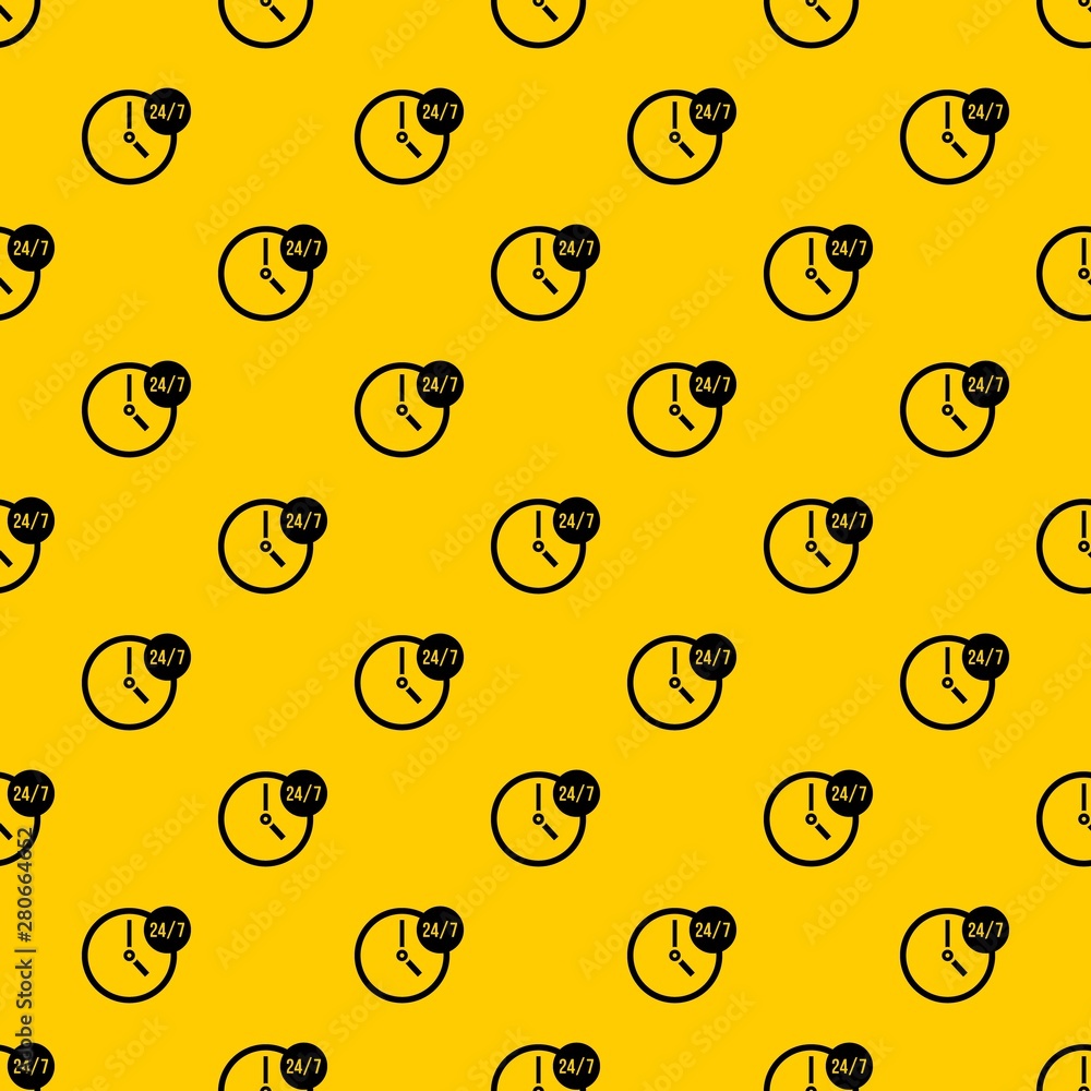 Poster clock 24 7 pattern seamless vector repeat geometric yellow for any design