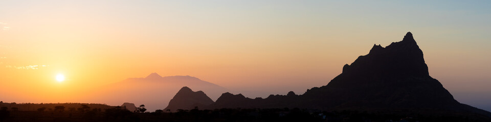 Brianda mount in Rebeirao Manuel at sunset in Santiago island in Cape Verde - Cabo Verde