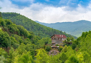 One old wooden house in forest near ilica waterfall, Pinarbasi, Kastamonu