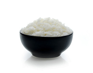 rice in bowl isolated on white background.