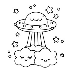 Kawaii of ufo cartoon design