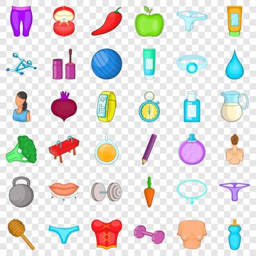 Massage icons set. Cartoon style of 36 massage vector icons for web for any design