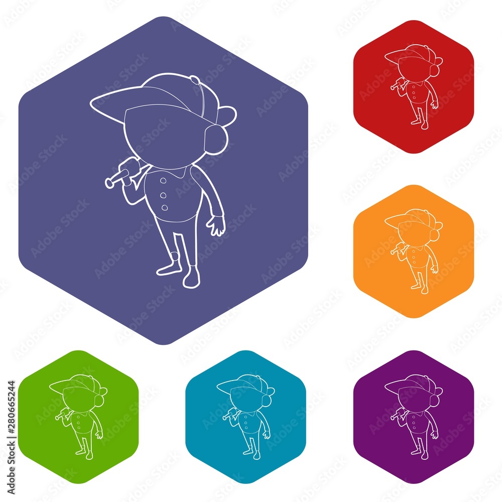 Poster standing player icon. outline illustration of standing player vector icon for web