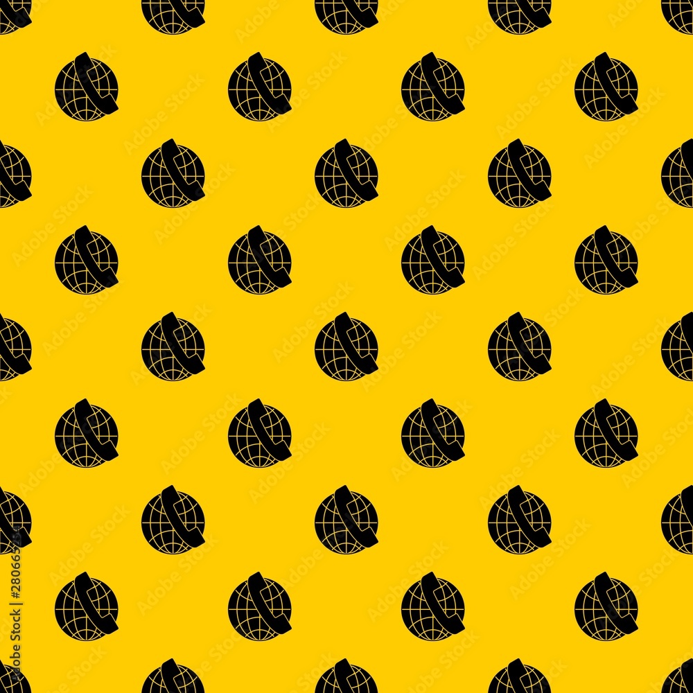 Poster handset and globe pattern seamless vector repeat geometric yellow for any design