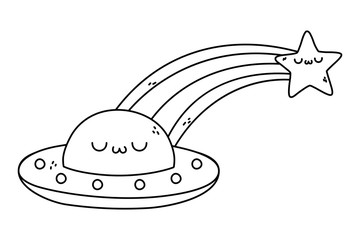 Kawaii of ufo cartoon design