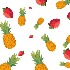 fresh fruits pineapple and strawberries background