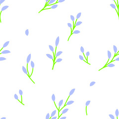 Fototapeta na wymiar Seamless white blue and green floral simple textile pattern vector