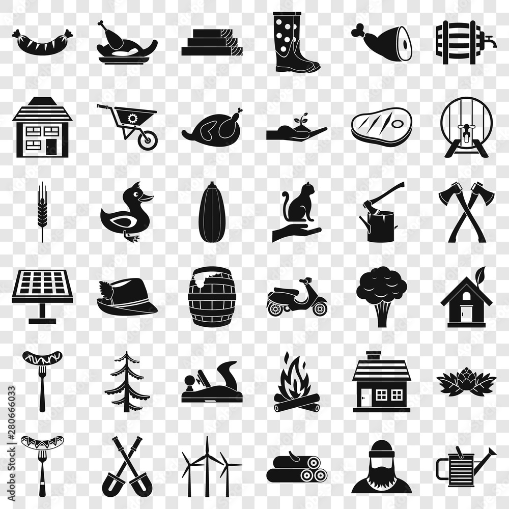 Poster bonfire icons set. simple style of 36 bonfire vector icons for web for any design