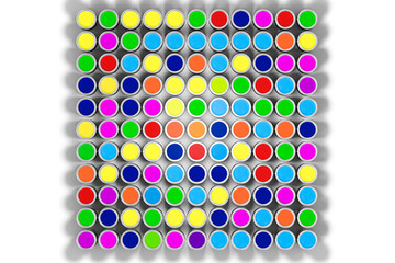 The buckets of colorful paint with white background, 3d rendering.