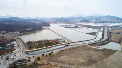 The scenery of Ganghwado in Korea taken by drone.