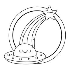 Kawaii of ufo cartoon design