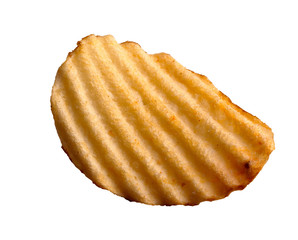 A single corrugated chip on a white background