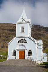 Fototapeta na wymiar The church in town of seydisfjordur in Iceland