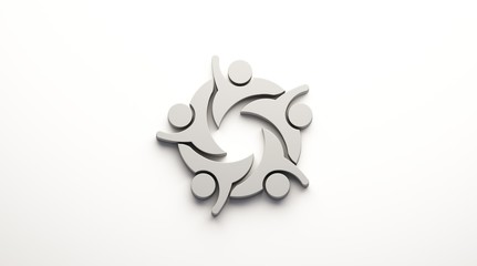 Obraz premium Teamwork People Logo. Five Persons. 3D Render Illustration