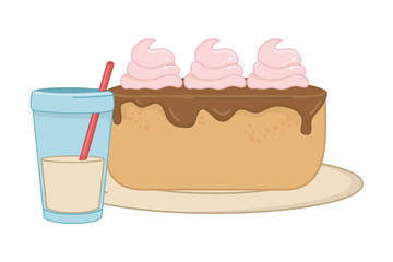 Sweet cake and milk design