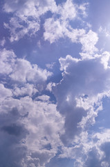 blue sky with white and gray clouds; cumulus. background; nature